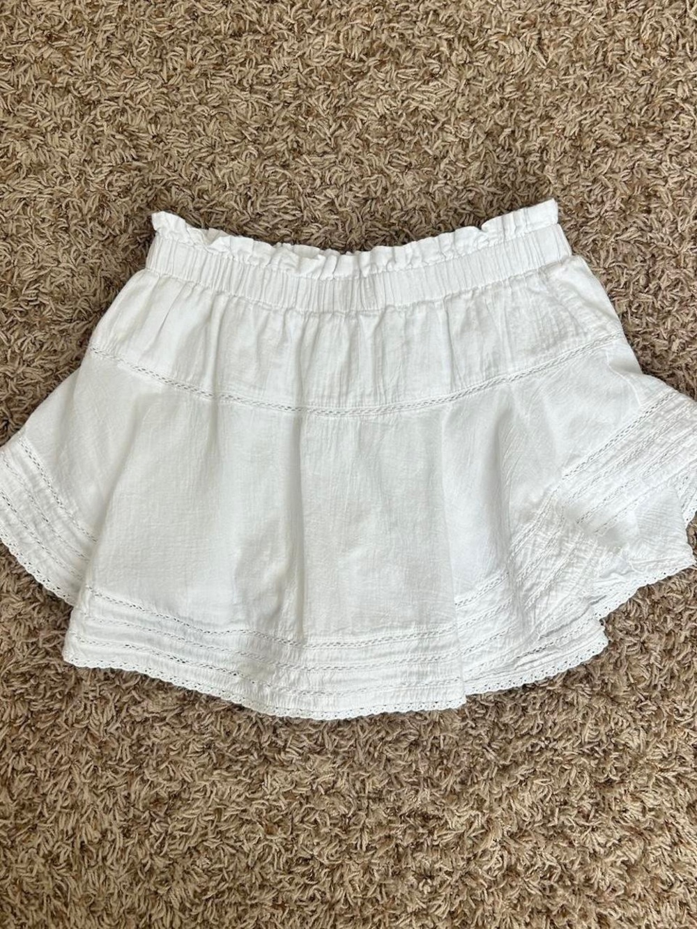 LoveShackFancy White Mini Skirt with shorts